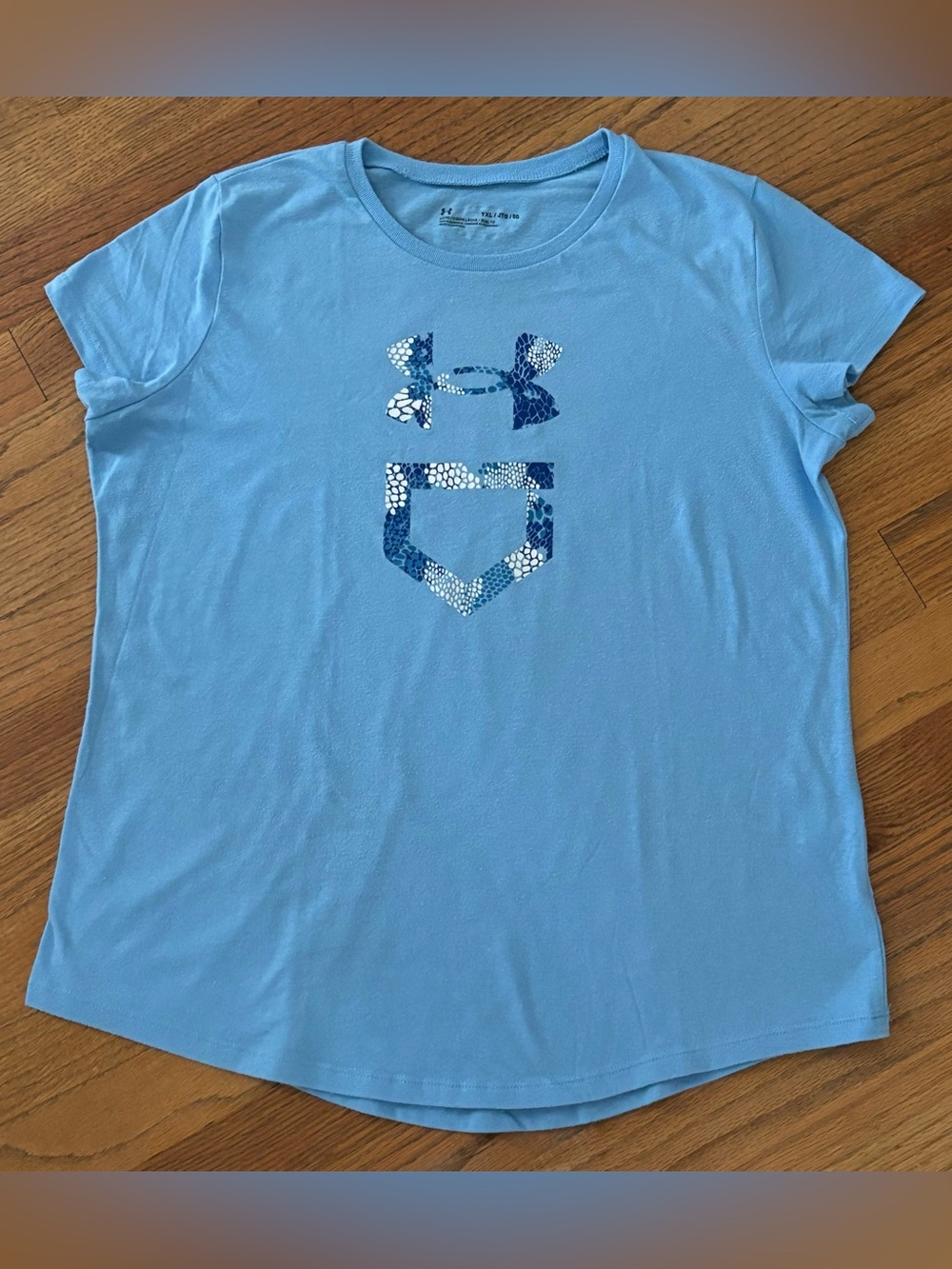 Under Armour Girls Light Blue Graphic Tee, size YXL